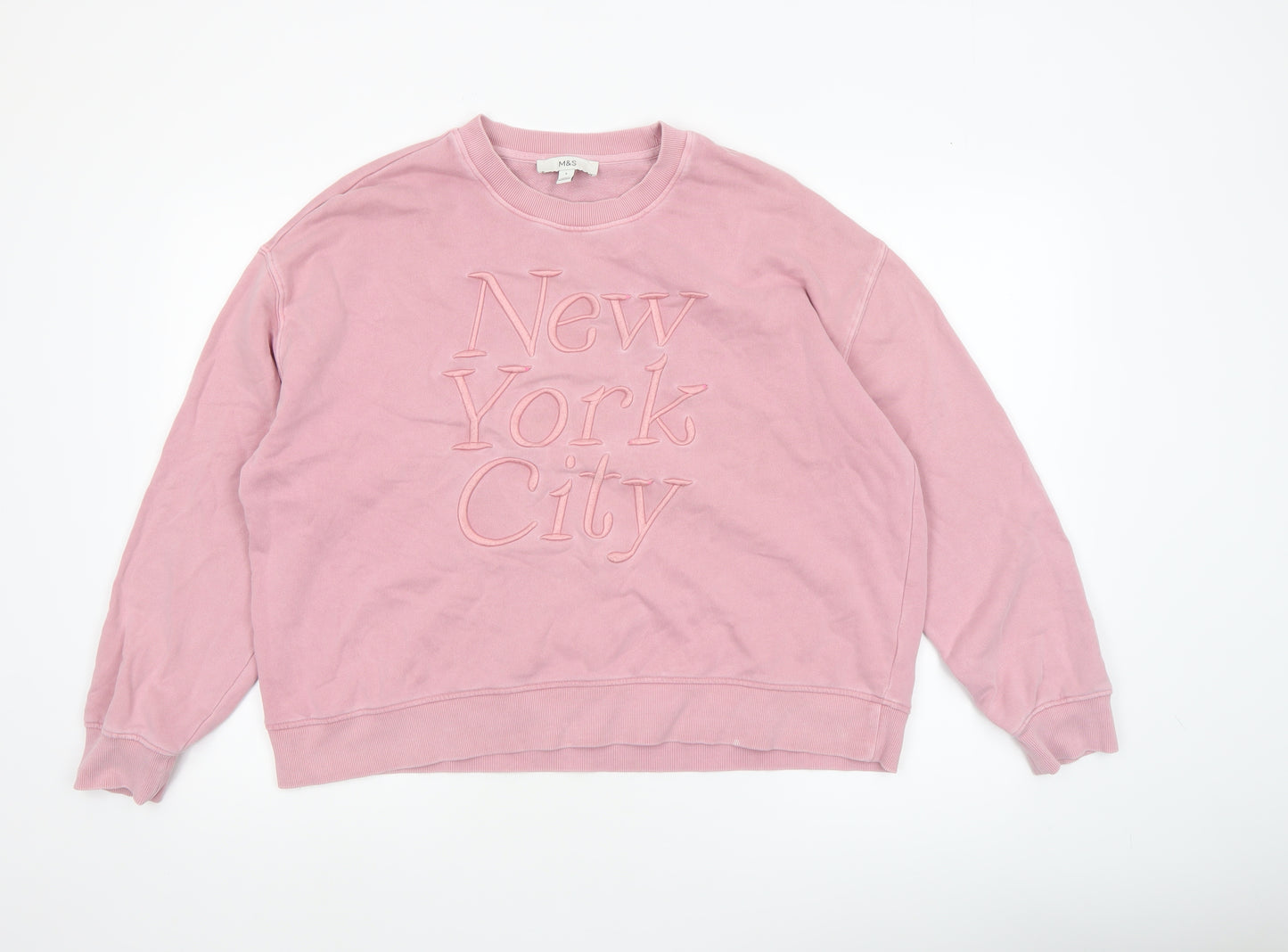 Marks and Spencer Women Pink Cotton Pullover Sweatshirt L