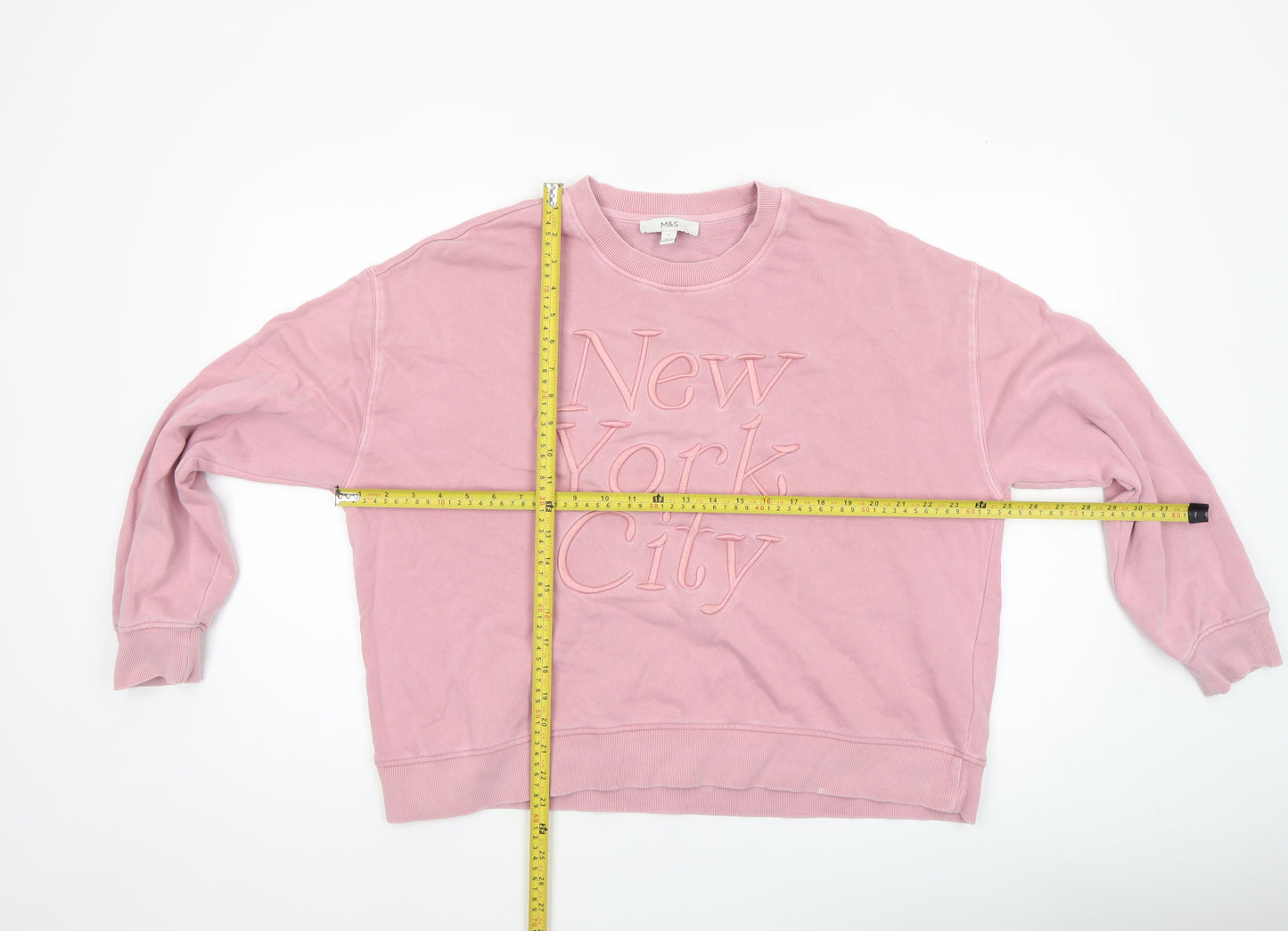 Marks and Spencer Women Pink Cotton Pullover Sweatshirt L