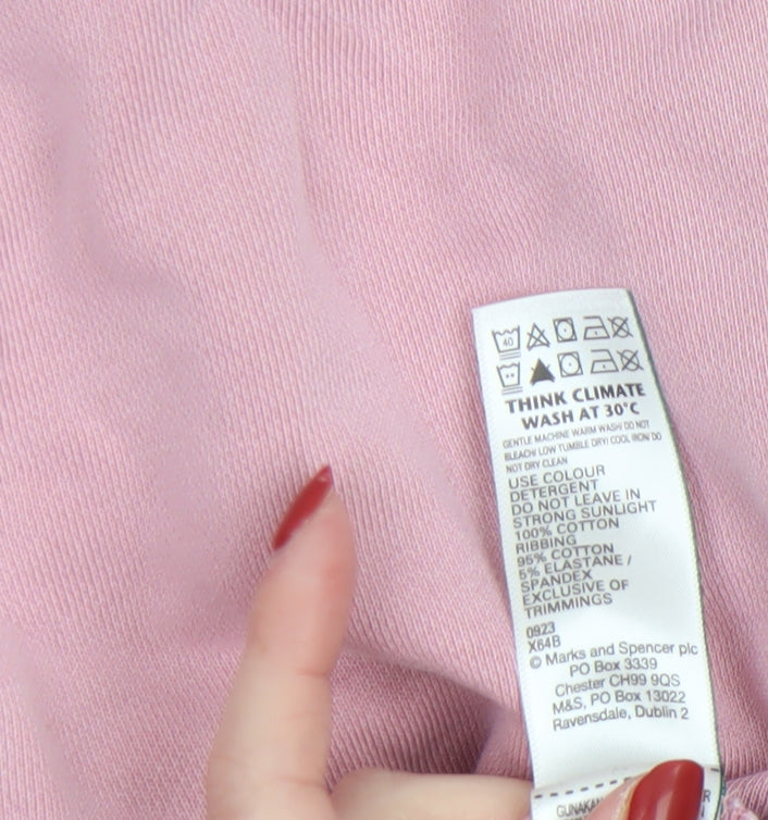Marks and Spencer Women Pink Cotton Pullover Sweatshirt L