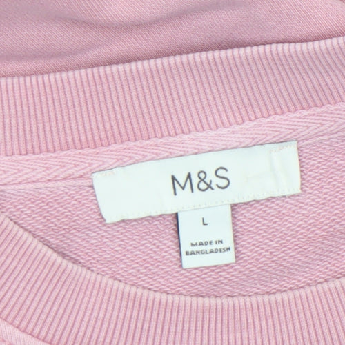 Marks and Spencer Women Pink Cotton Pullover Sweatshirt L