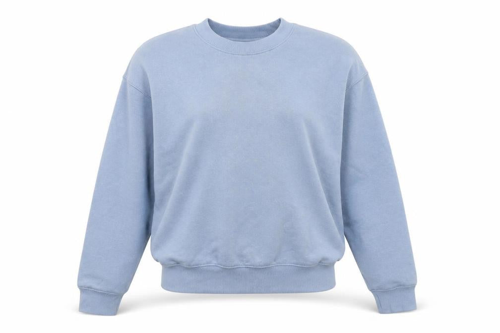 Front view of New Look women’s blue small pullover crew neck sweatshirt