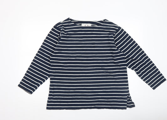 Laura Ashley Women’s Blue Striped Cotton Long Sleeve Nautical Top L