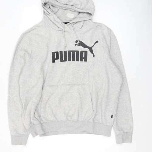 Puma Womens Grey Hoodie XL Pullover Logo Sports Sweatshirt