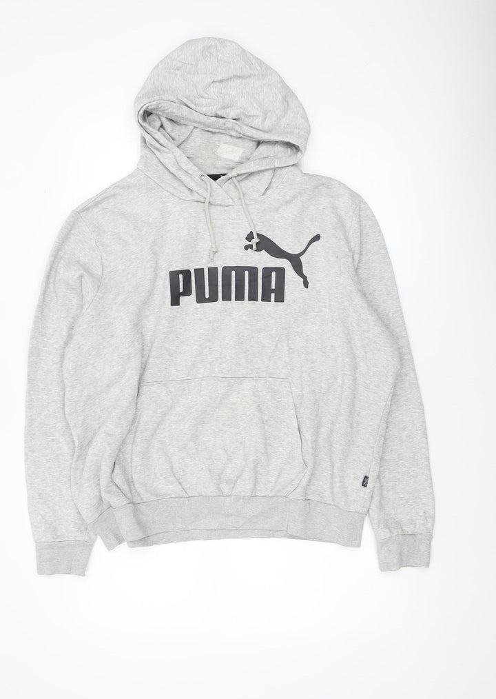 Puma Womens Grey Hoodie XL Pullover Logo Sports Sweatshirt