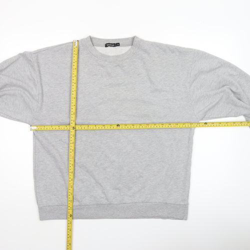 Boohoo Women Grey XL Pullover Sweatshirt Graphic Print Crew Neck