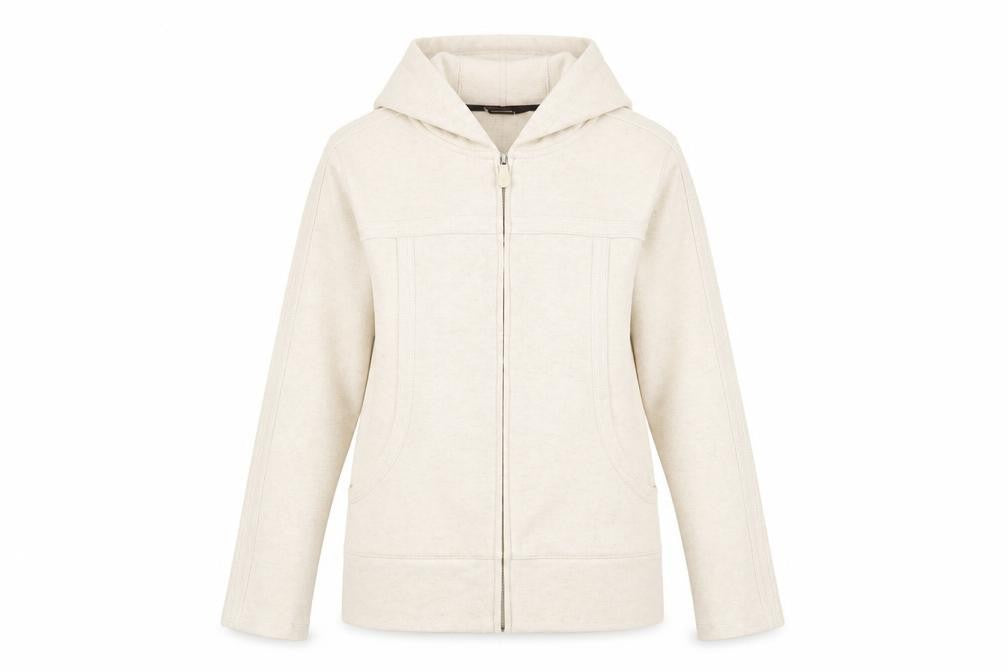Kirkland Signature Women Beige Full Zip Hoodie Cotton Blend Size S