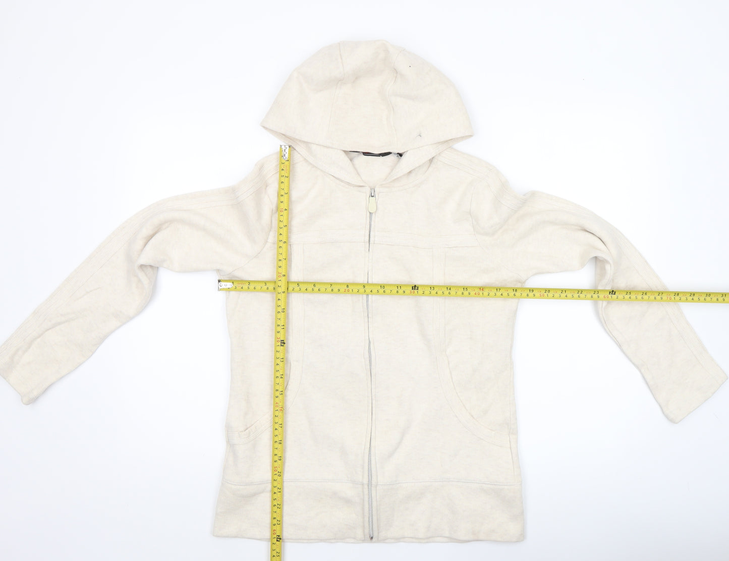 Kirkland Signature Women Beige Full Zip Hoodie Cotton Blend Size S