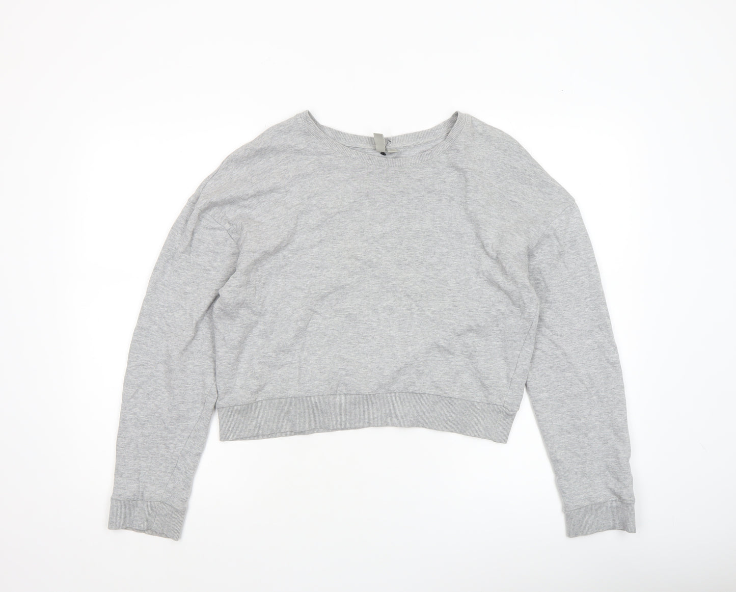 ASOS Women's Grey Cotton Crew Neck Pullover Sweatshirt UK 12