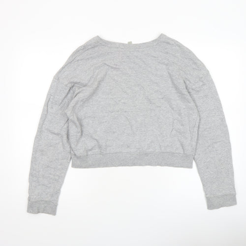 ASOS Women's Grey Cotton Crew Neck Pullover Sweatshirt UK 12