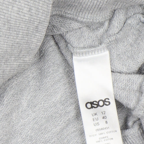 ASOS Women's Grey Cotton Crew Neck Pullover Sweatshirt UK 12