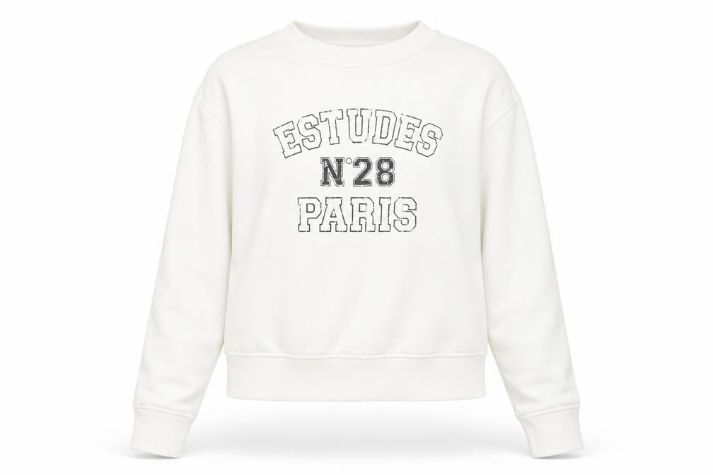 Front view of H&M Divided women’s white cotton blend graphic pullover sweatshirt xxs