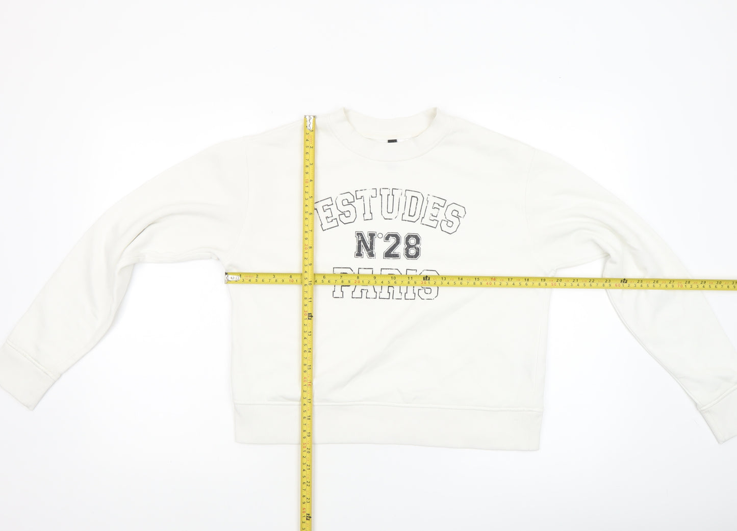 H&M Divided Womens White Cotton Blend Graphic Pullover Sweatshirt XXS