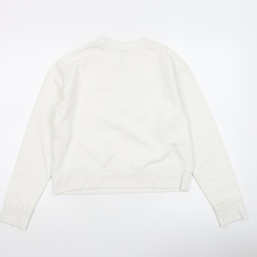 H&M Divided Womens White Cotton Blend Graphic Pullover Sweatshirt XXS