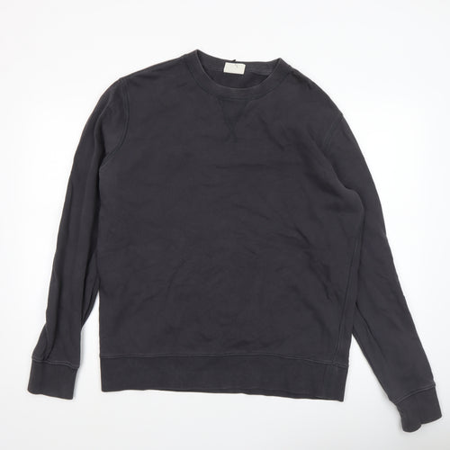 Marks and Spencer Men's Black Cotton Crew Neck Pullover Sweatshirt L