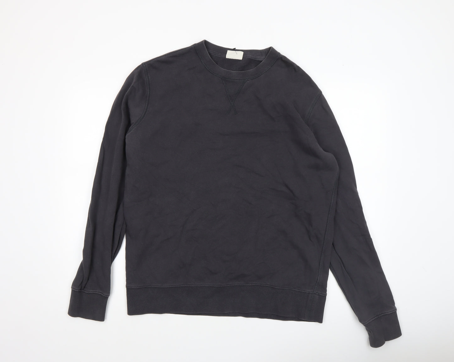 Marks and Spencer Men's Black Cotton Crew Neck Pullover Sweatshirt L