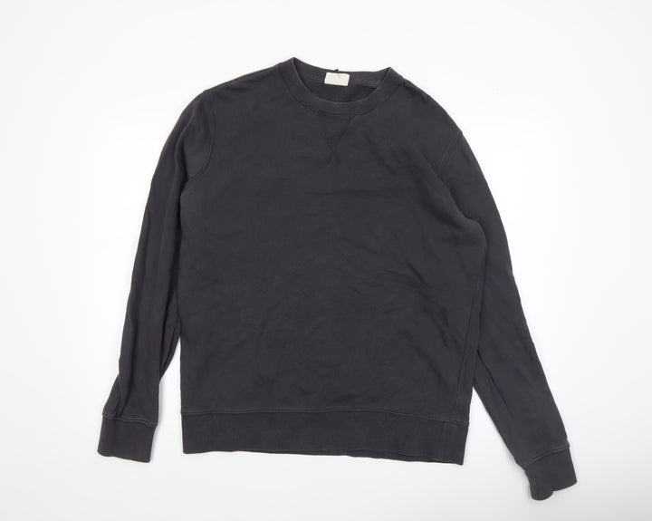 Marks and Spencer Men's Black Cotton Crew Neck Pullover Sweatshirt L