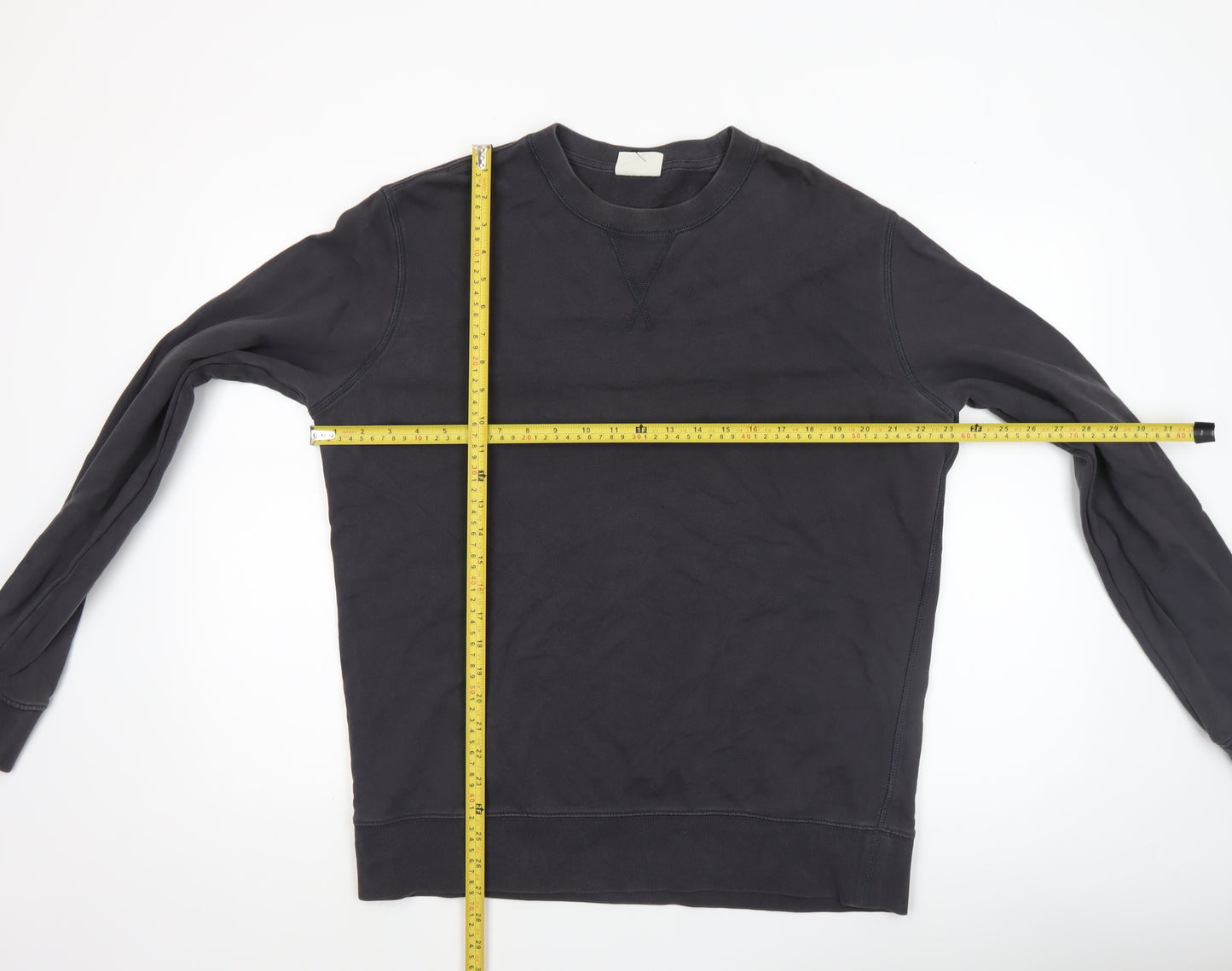 Marks and Spencer Men's Black Cotton Crew Neck Pullover Sweatshirt L