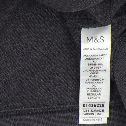 Marks and Spencer Men's Black Cotton Crew Neck Pullover Sweatshirt L