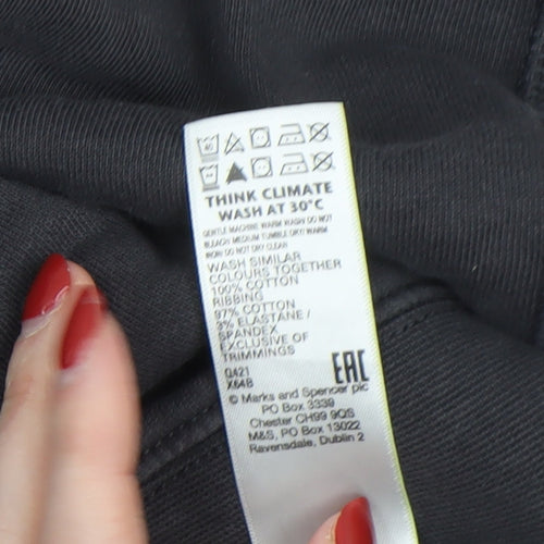 Marks and Spencer Men's Black Cotton Crew Neck Pullover Sweatshirt L