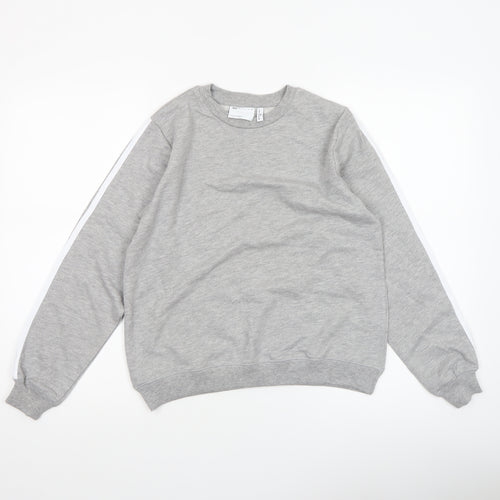 ASOS Women Grey Cotton Blend Crew Neck Pullover Sweatshirt UK 4