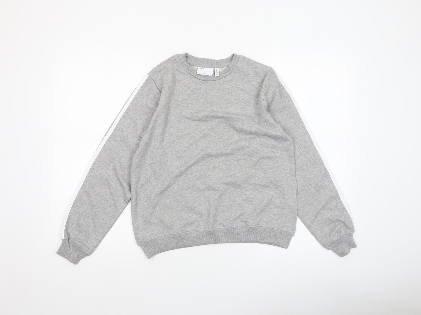 ASOS Women Grey Cotton Blend Crew Neck Pullover Sweatshirt UK 4