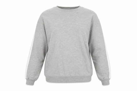 Front view of ASOS Women Grey Cotton Blend Crew Neck Pullover Sweatshirt UK 4
