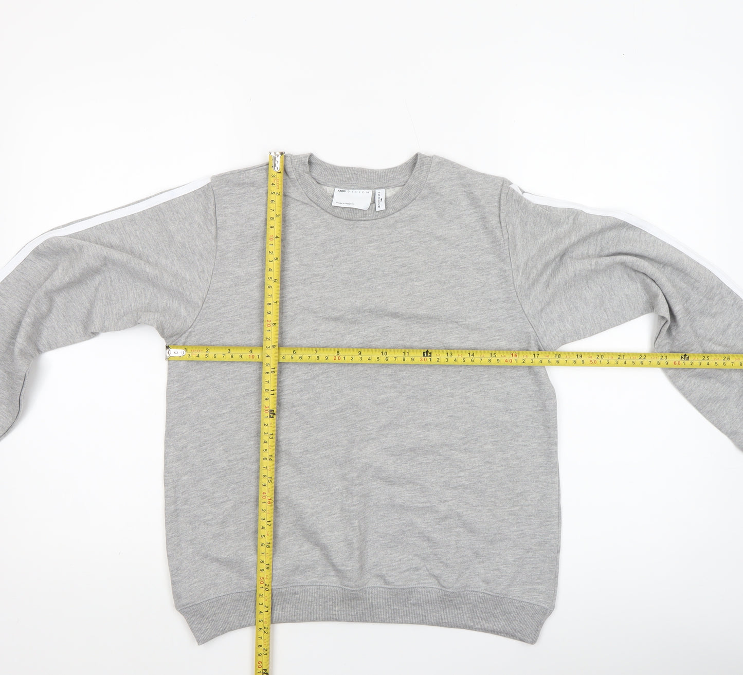 ASOS Women Grey Cotton Blend Crew Neck Pullover Sweatshirt UK 4