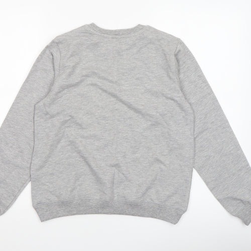 ASOS Women Grey Cotton Blend Crew Neck Pullover Sweatshirt UK 4