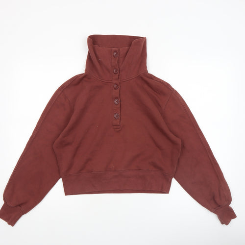 Abercrombie & Fitch Women's Brown Henley Sweatshirt XS Soft A&F Collection