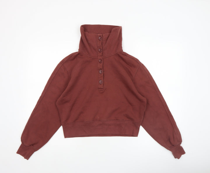 Abercrombie & Fitch Women's Brown Henley Sweatshirt XS Soft A&F Collection