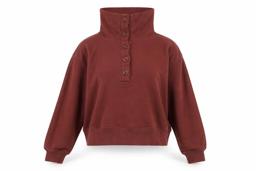 Abercrombie & Fitch Women's Brown Henley Sweatshirt XS Soft A&F Collection