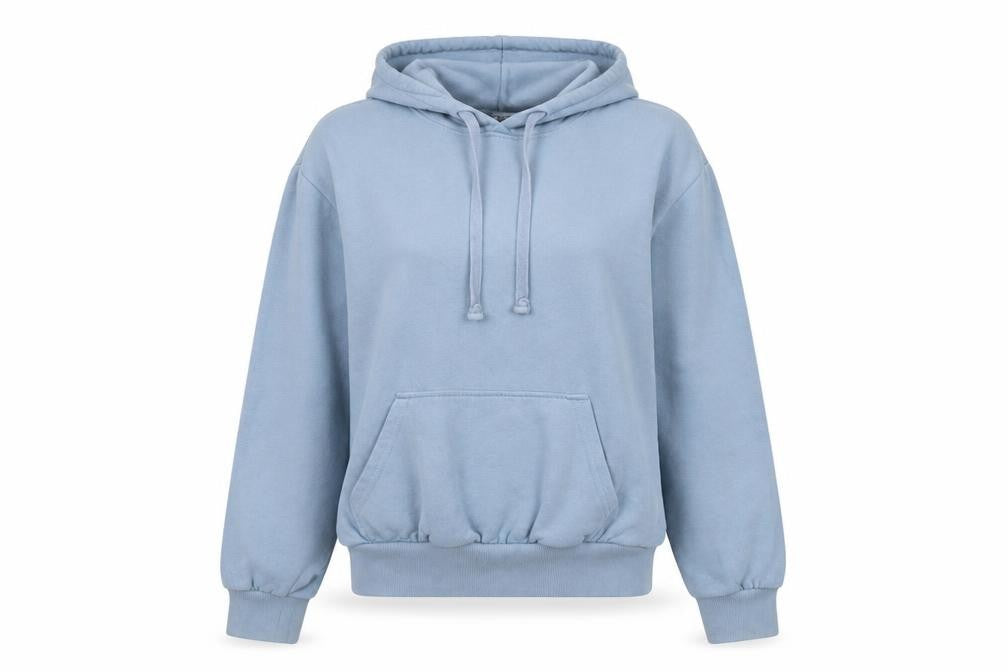 Front view of H&M Divided Women’s Blue Pullover Hoodie XS Cotton Blend