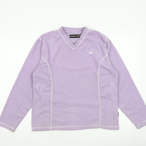 Trespass Women Lilac Fleece Pullover Sweatshirt M Size 12 V-Neck Warm Top