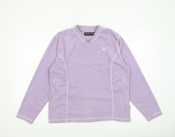 Trespass Women Lilac Fleece Pullover Sweatshirt M Size 12 V-Neck Warm Top