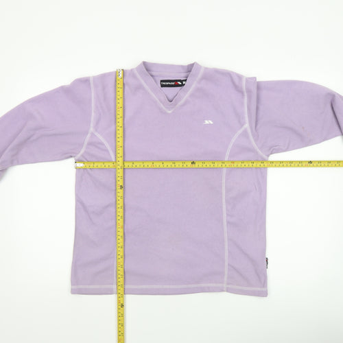 Trespass Women Lilac Fleece Pullover Sweatshirt M Size 12 V-Neck Warm Top