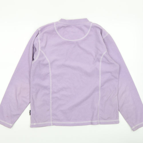 Trespass Women Lilac Fleece Pullover Sweatshirt M Size 12 V-Neck Warm Top