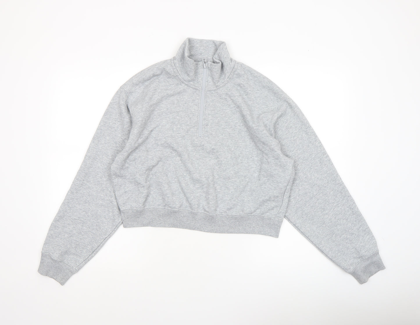 Uniqlo Womens Grey 1/2 Zip Mock Neck Pullover Sweatshirt Size M