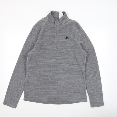 Quechua Mens Grey L Fleece 1/2 Zip Pullover Sweatshirt