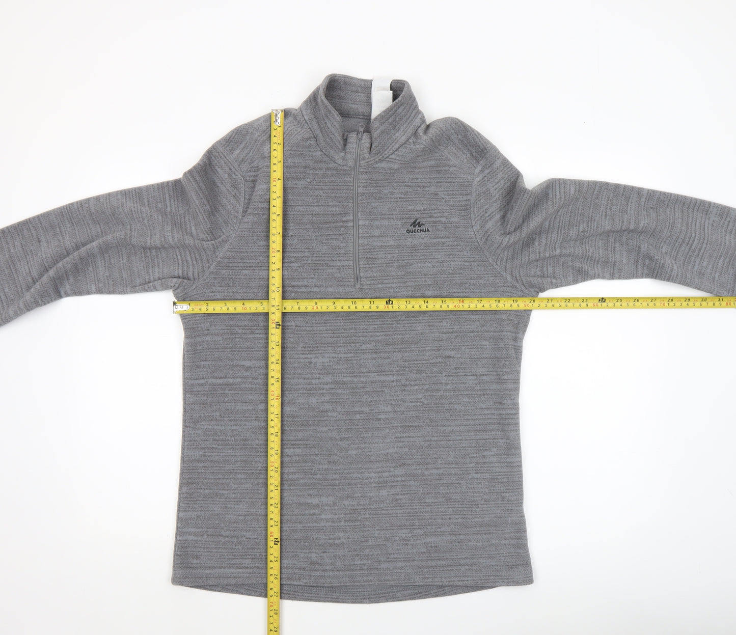 Quechua Mens Grey L Fleece 1/2 Zip Pullover Sweatshirt