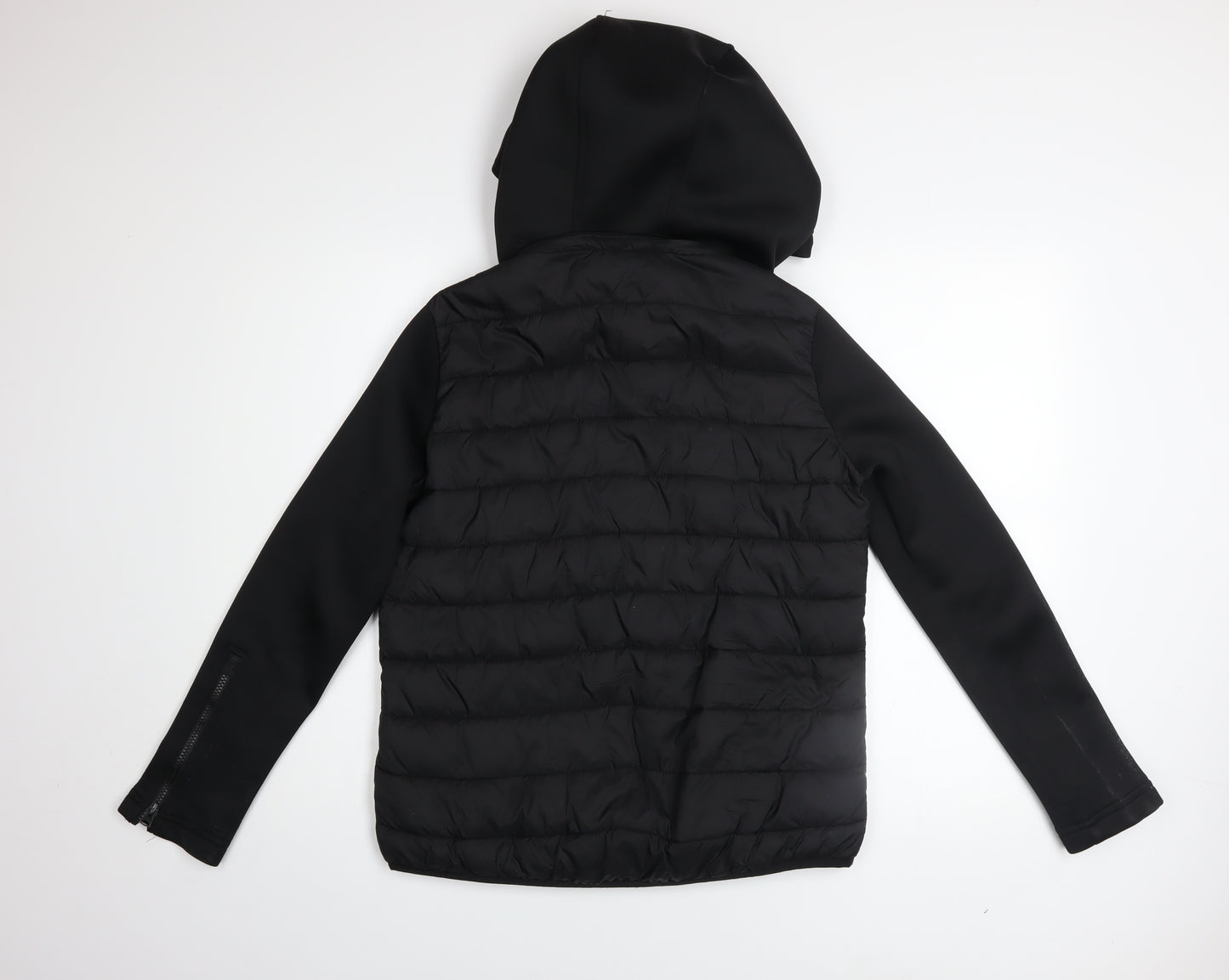 Zara Men’s Black Hooded Puffer Jacket Size S Regular Fit Mid-Length