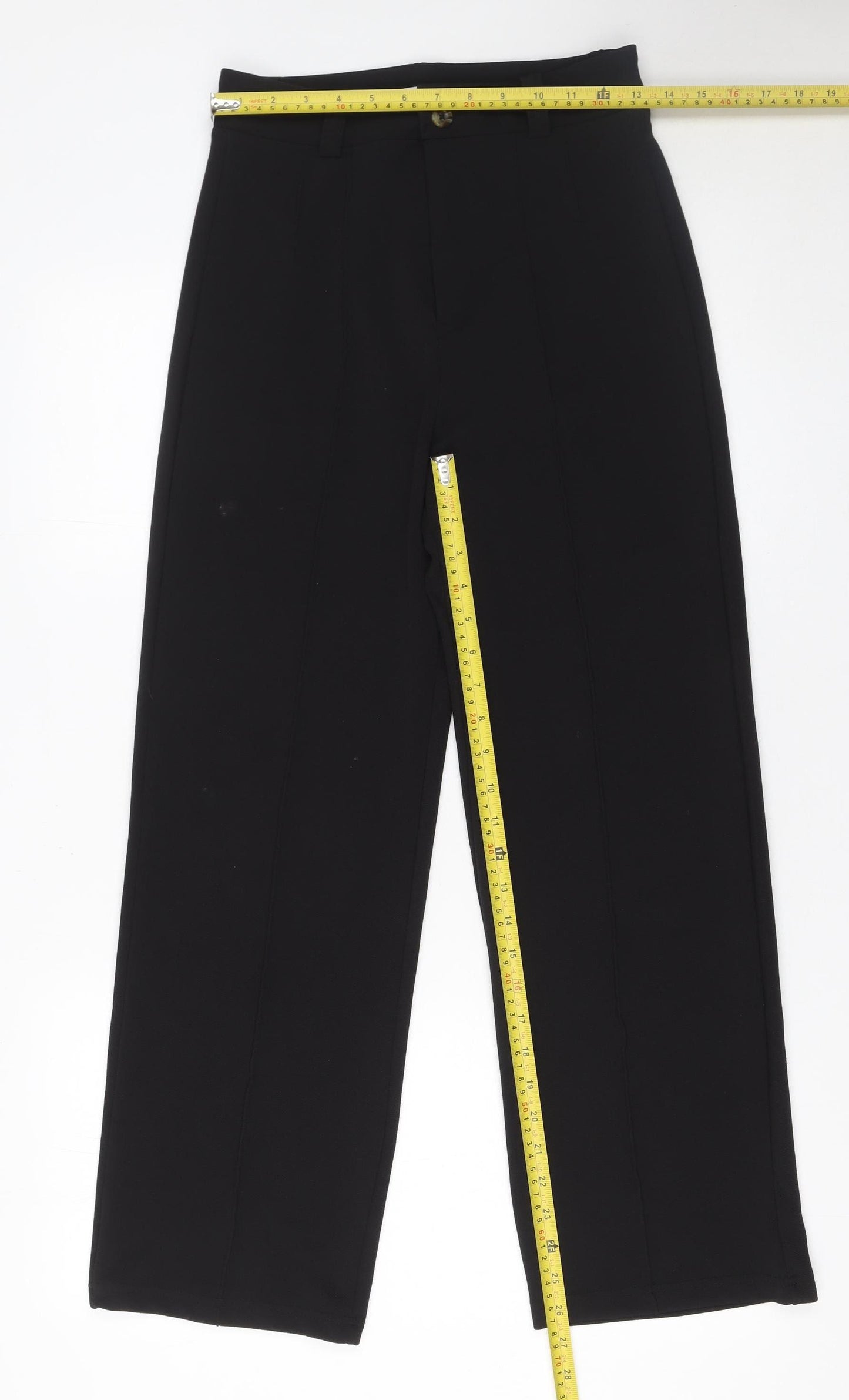 Kotty Women Black High Waist Straight Trousers Size 10