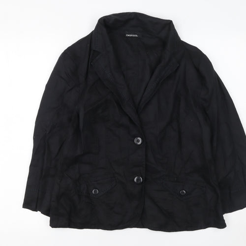 Bianca Women's Black Linen Blazer UK 14 Tailored Single Breasted Jacket