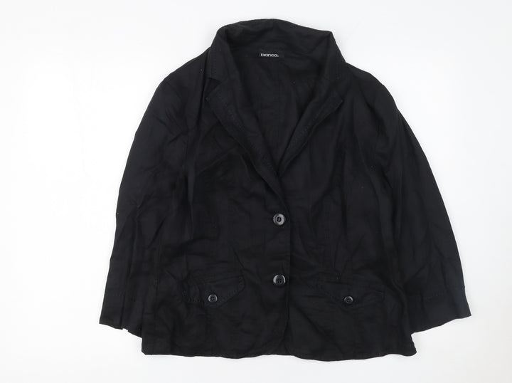 Bianca Women's Black Linen Blazer UK 14 Tailored Single Breasted Jacket