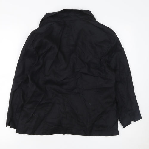 Bianca Women's Black Linen Blazer UK 14 Tailored Single Breasted Jacket