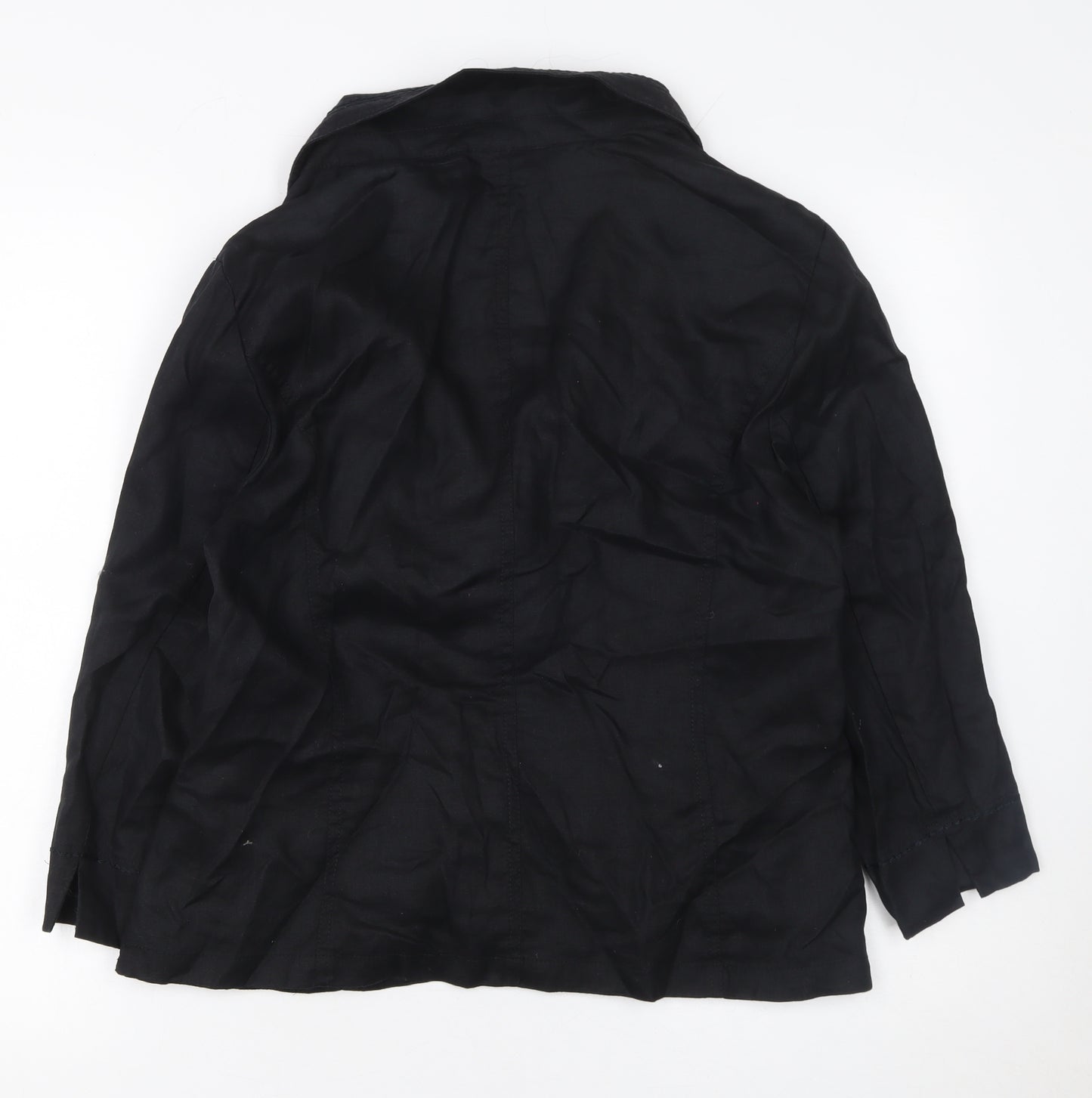 Bianca Women's Black Linen Blazer UK 14 Tailored Single Breasted Jacket