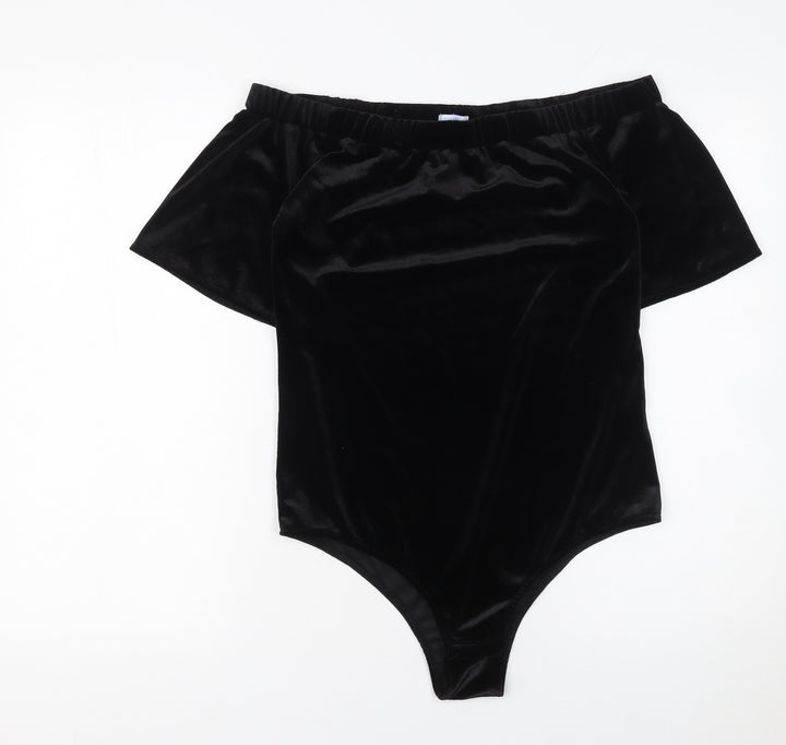 Blue Vanilla Women's Black Velvet Off Shoulder Bodysuit M