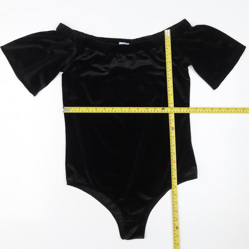Blue Vanilla Women's Black Velvet Off Shoulder Bodysuit M