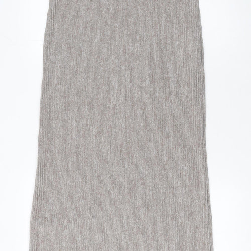 Zara Women Beige Sleeveless High Neck Knit Midi Tank Dress S