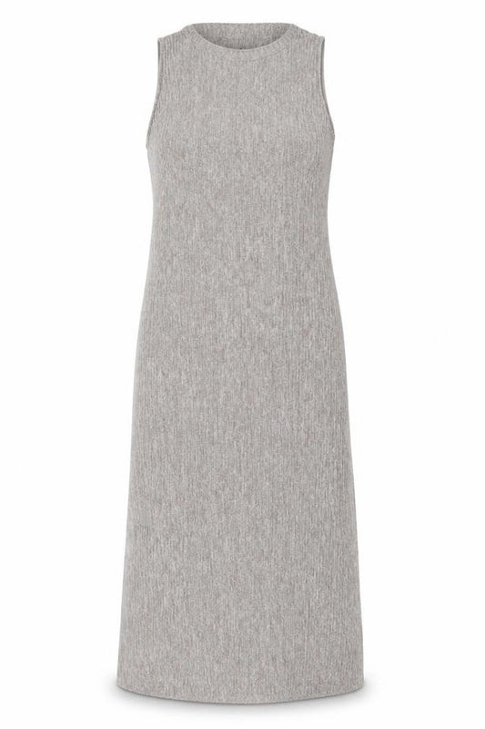 Front view of Zara Women Beige Sleeveless High Neck Knit Midi Tank Dress S
