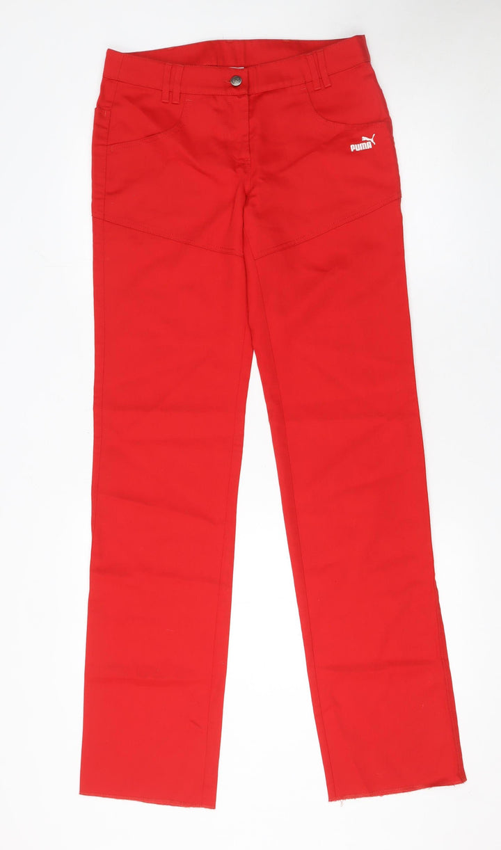 Puma Womens Red Straight Leg Activewear Trousers XS